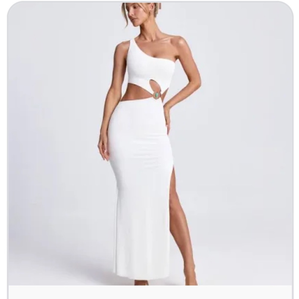 Oh Polly White Asymmetrical One-Shoulder Bodycon Dress Rosalia